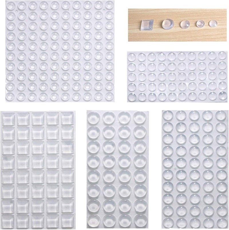 Rui Cabinet Door Bumpers Clear Self Adhesive Noise Dampening Bumper Pads 272Pcs Silicone Rubber Bumpers for Drawers Picture Frames Cutting Board and Furniture Surface Protection 5 Sizes Pack - Image 1
