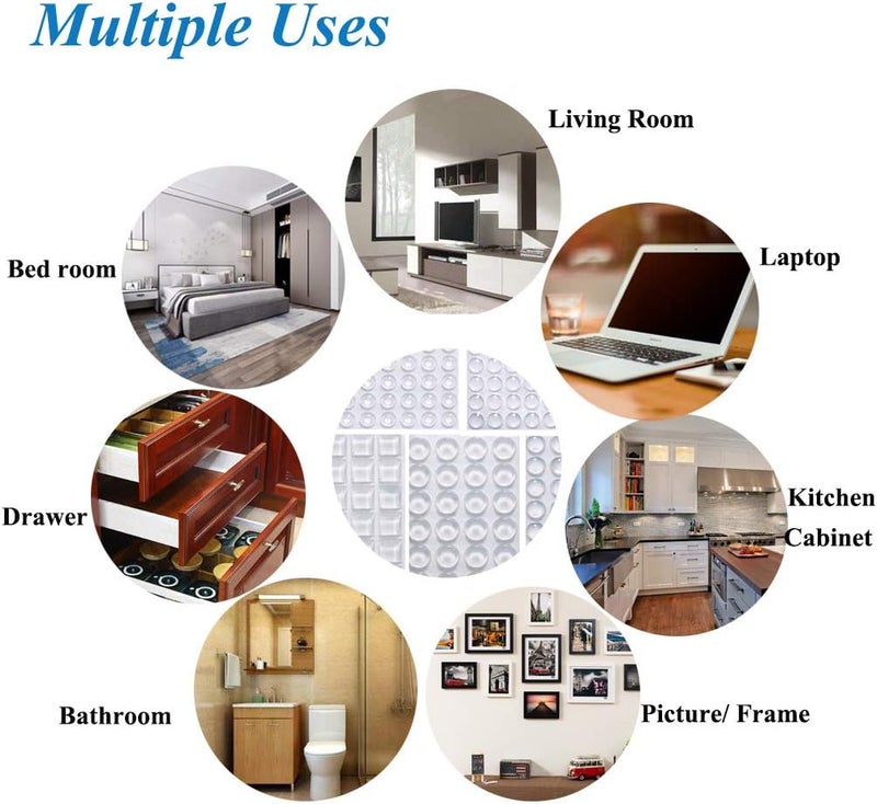 Rui Cabinet Door Bumpers Clear Self Adhesive Noise Dampening Bumper Pads 272Pcs Silicone Rubber Bumpers for Drawers Picture Frames Cutting Board and Furniture Surface Protection 5 Sizes Pack - Image 5
