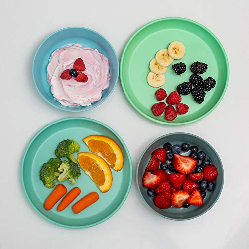 Grow Forward Bamboo Kids Plates and Bowls Sets - 8-Piece Dishwasher Safe Non Toxic Plates for Kids - Reusable Eco Friendly BPA Free Dishes Dinnerware Sets for Children - Rainforest - Image 2