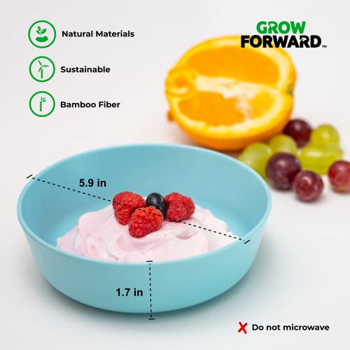 Grow Forward Bamboo Kids Plates and Bowls Sets - 8-Piece Dishwasher Safe Non Toxic Plates for Kids - Reusable Eco Friendly BPA Free Dishes Dinnerware Sets for Children - Rainforest - Image 5