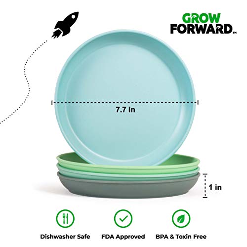 Grow Forward Bamboo Kids Plates and Bowls Sets - 8-Piece Dishwasher Safe Non Toxic Plates for Kids - Reusable Eco Friendly BPA Free Dishes Dinnerware Sets for Children - Rainforest - Image 4