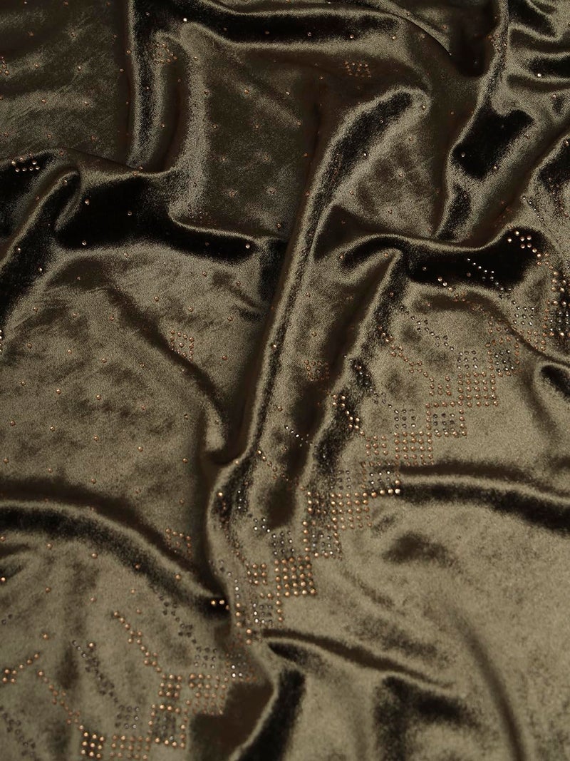 Pashmoda Women Makhamli Velvet Crystal Embellished Stole (Size 72X203 cms) - Image 4