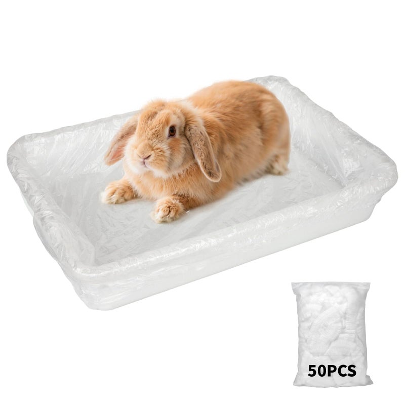 BESNEW Small Animal Bedding & Litter,50 pcs Disposable Rabbit Cage Liner Bags 3s Quick Clean for Bunny Cat Guinea Pig Ferret Chinchilla - Image 1