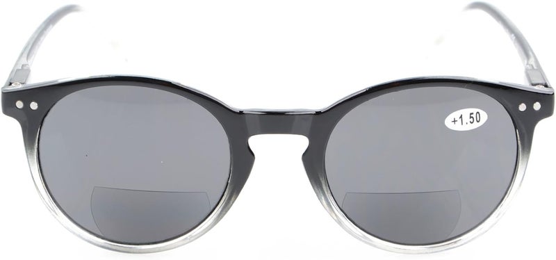 Eyekepper Key Hole Style Spring-Hinged Round Bifocal Sunglasses Sunshine Readers Black-Clear +1.0 - Image 2