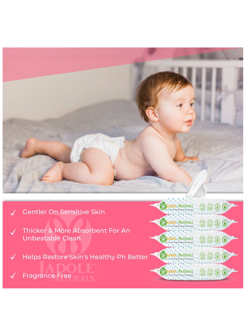 Jadole Naturals Baby Wipes 99.9% Water Baby Diaper Textured, 720 Count Aqua Pure Sensitive Hypoallergenic and Unscented - Image 2