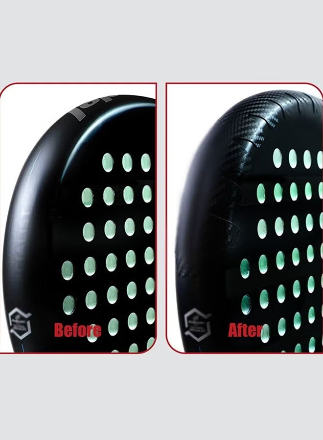 بكومور قطعتان من واقيات مضرب البادل، شريط حماية من ألياف الكربون، مناسب لجميع أنواع مضارب البادل، واقي لحواف الإطار، خفيف الوزن، متين، مقاوم للخدش، ماص للصدمات، مناسب لمضارب البادل والتنس. - Image 5