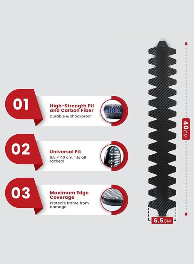 بكومور قطعتان من واقيات مضرب البادل، شريط حماية من ألياف الكربون، مناسب لجميع أنواع مضارب البادل، واقي لحواف الإطار، خفيف الوزن، متين، مقاوم للخدش، ماص للصدمات، مناسب لمضارب البادل والتنس. - Image 4