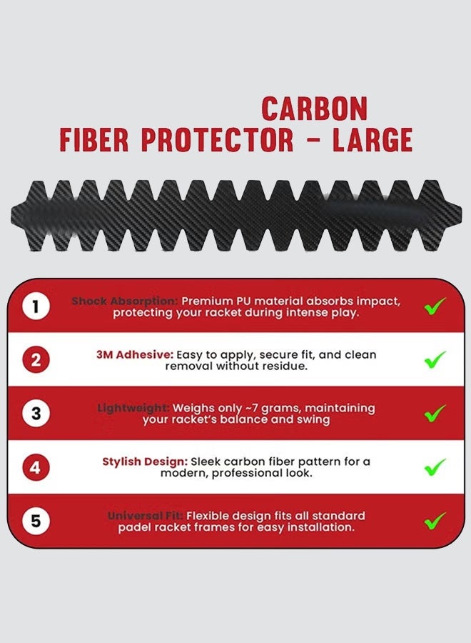 بكومور قطعتان من واقيات مضرب البادل، شريط حماية من ألياف الكربون، مناسب لجميع أنواع مضارب البادل، واقي لحواف الإطار، خفيف الوزن، متين، مقاوم للخدش، ماص للصدمات، مناسب لمضارب البادل والتنس. - Image 3