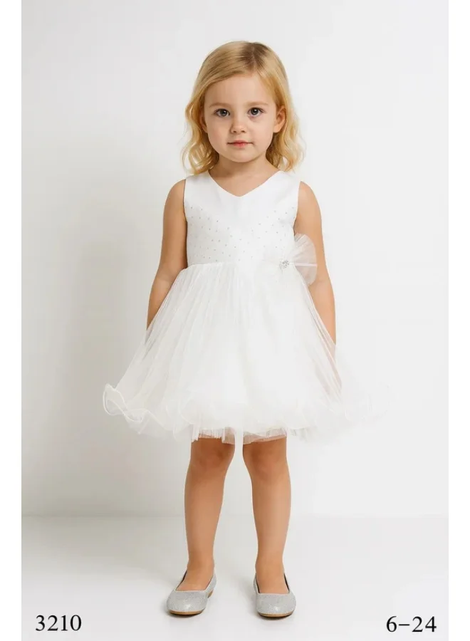 فيا بامبينو Blush Polka Tulle Baby White Dress