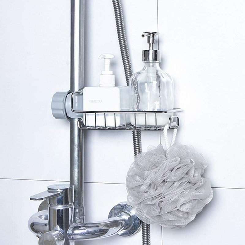 RIMDIXA RIMDIXA Stainless Steel Adjusting Multifunctional Over Kitchen Sink Caddy Clamp Faucet Sponge Scrubber Holder Storage Hanging Shelf Draining Bathroom Tap Shampoo Soap Organizer RackPack of 1 - Image 3