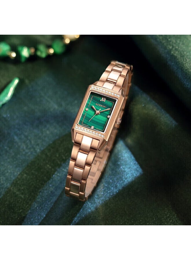 Rossini Women'S Watch, Ladies' Watch, Birthday Gift For Girlfriend, British Stone Watch, Vintage Square Watch, Small Green Watch 120442 - Image 2