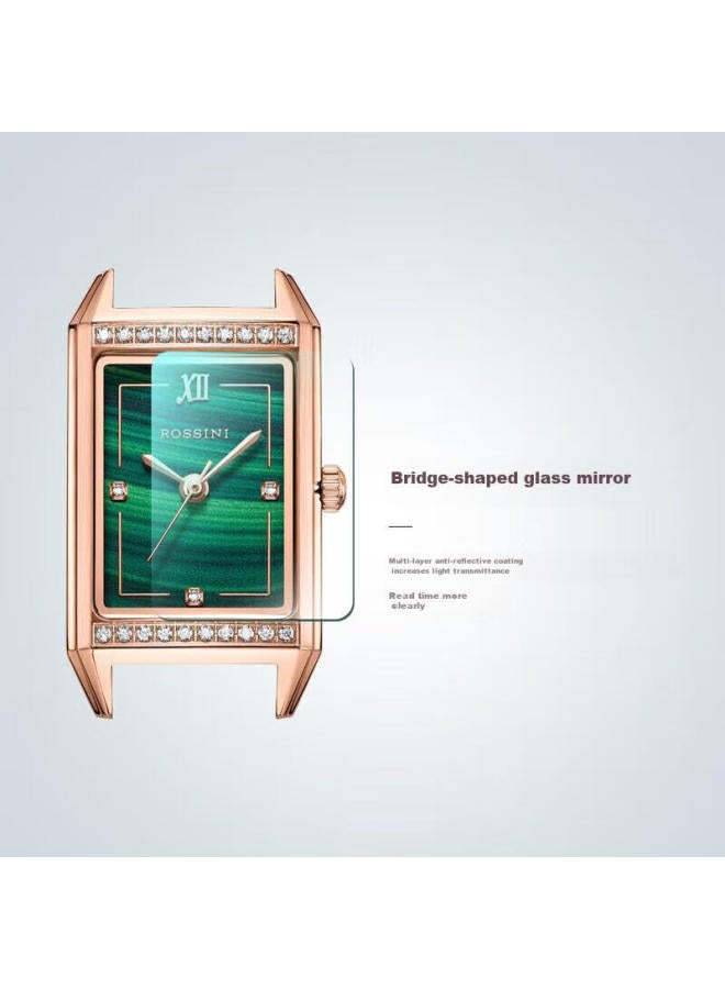 Rossini Women'S Watch, Ladies' Watch, Birthday Gift For Girlfriend, British Stone Watch, Vintage Square Watch, Small Green Watch 120442 - Image 4