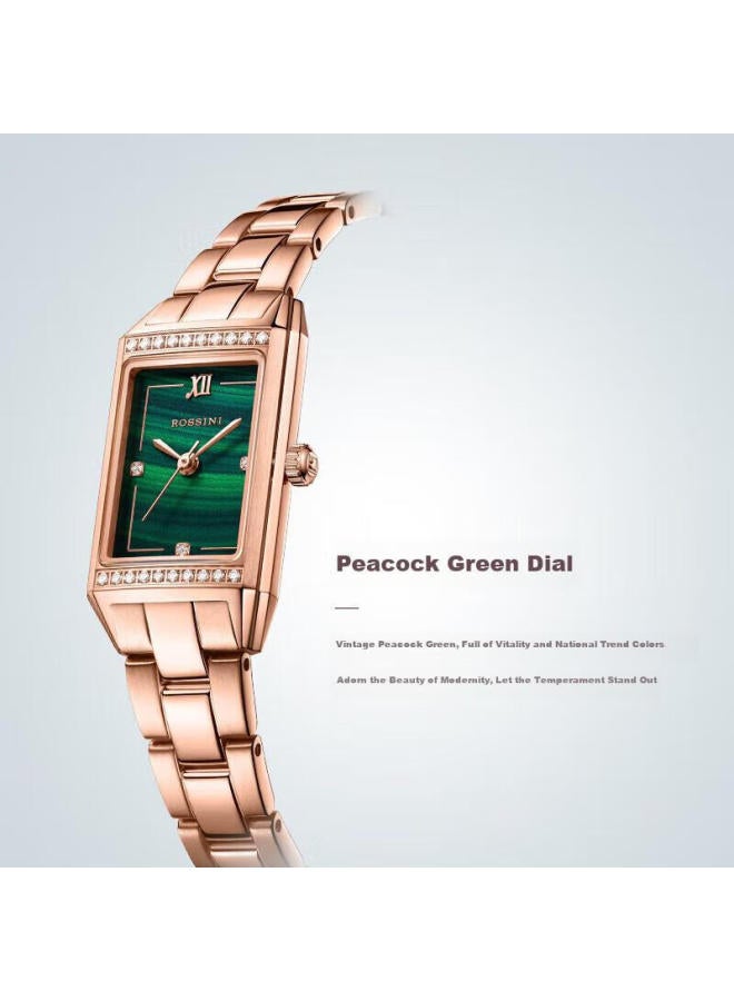 Rossini Women'S Watch, Ladies' Watch, Birthday Gift For Girlfriend, British Stone Watch, Vintage Square Watch, Small Green Watch 120442 - Image 3