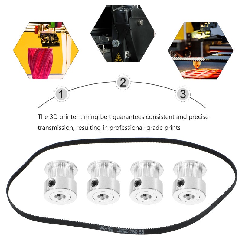 1 Set Rubber Timing Belt 3D Printer Timing Belt Replace Rubber Belts with Pulleys Wrench - Image 4