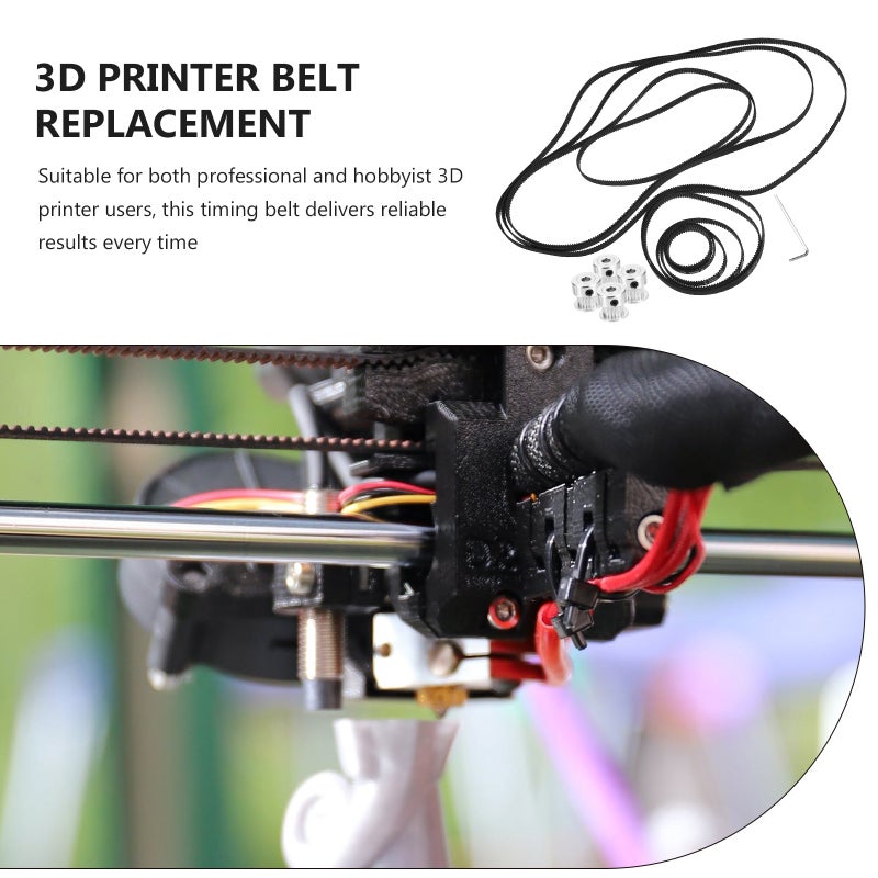 1 Set Rubber Timing Belt 3D Printer Timing Belt Replace Rubber Belts with Pulleys Wrench - Image 3
