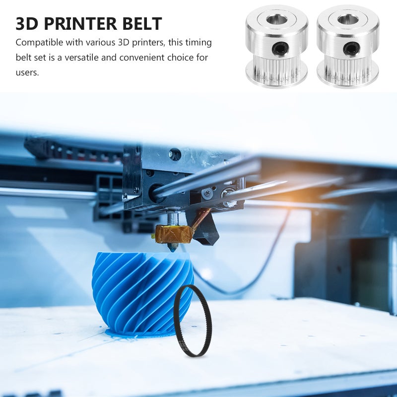 1 Set Rubber Timing Belt 3D Printer Timing Belt Replace Rubber Belts with Pulleys Wrench - Image 2