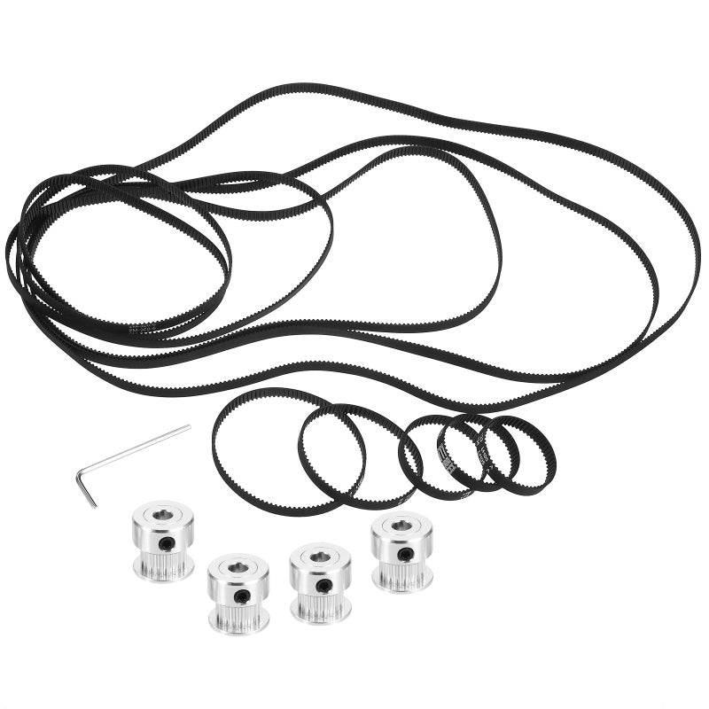 1 Set Rubber Timing Belt 3D Printer Timing Belt Replace Rubber Belts with Pulleys Wrench - Image 1