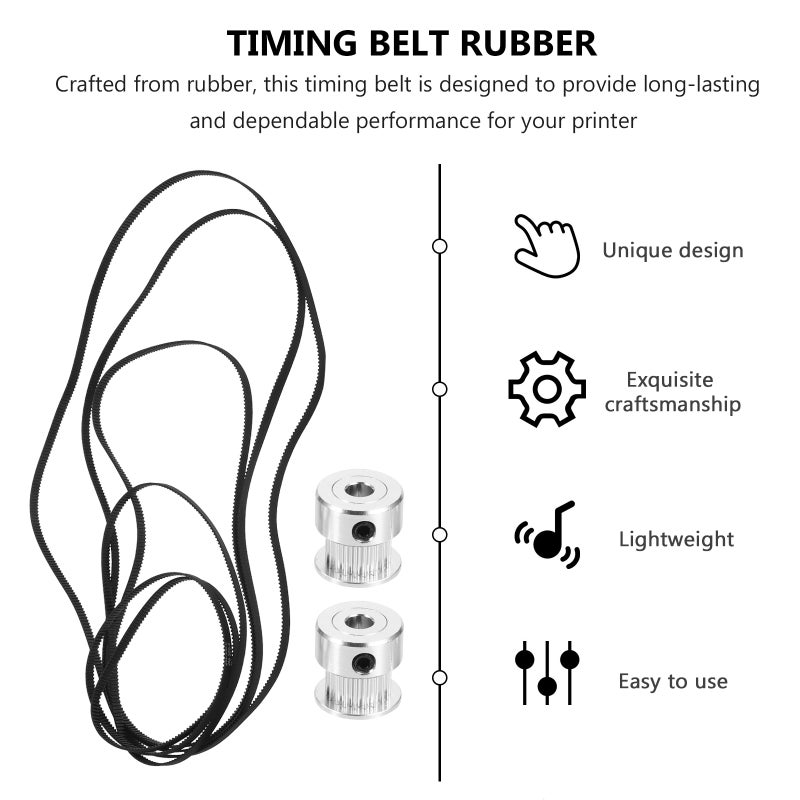 1 Set Rubber Timing Belt 3D Printer Timing Belt Replace Rubber Belts with Pulleys Wrench - Image 5