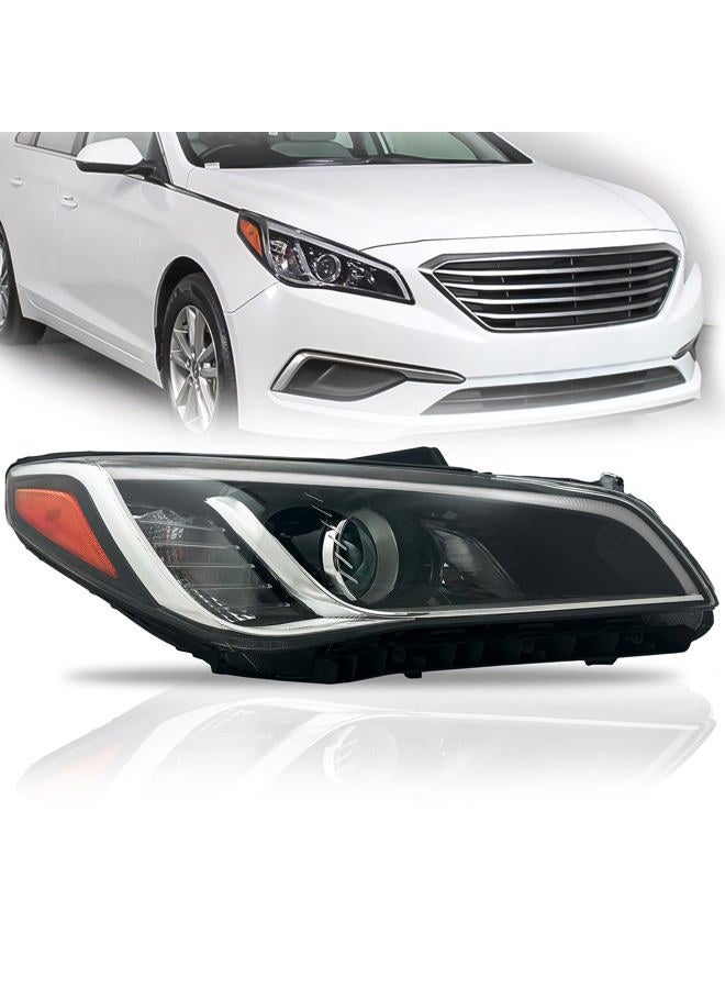 ALLIGATOR AUTO LIGHTS Headlight Assembly Compatible with Hyundai Sonata 2015 2016 2017 Halogen Headlamp with Bulbs, Right/Passenger Side - Image 1
