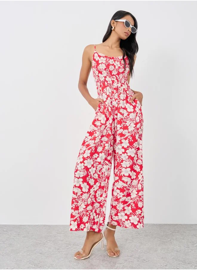 Take Two Take Two Floral Print Wide Leg Jumpsuit
