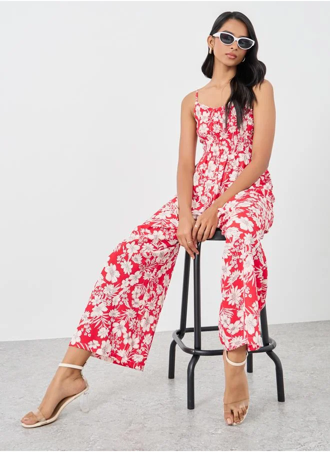 Take Two Take Two Floral Print Wide Leg Jumpsuit