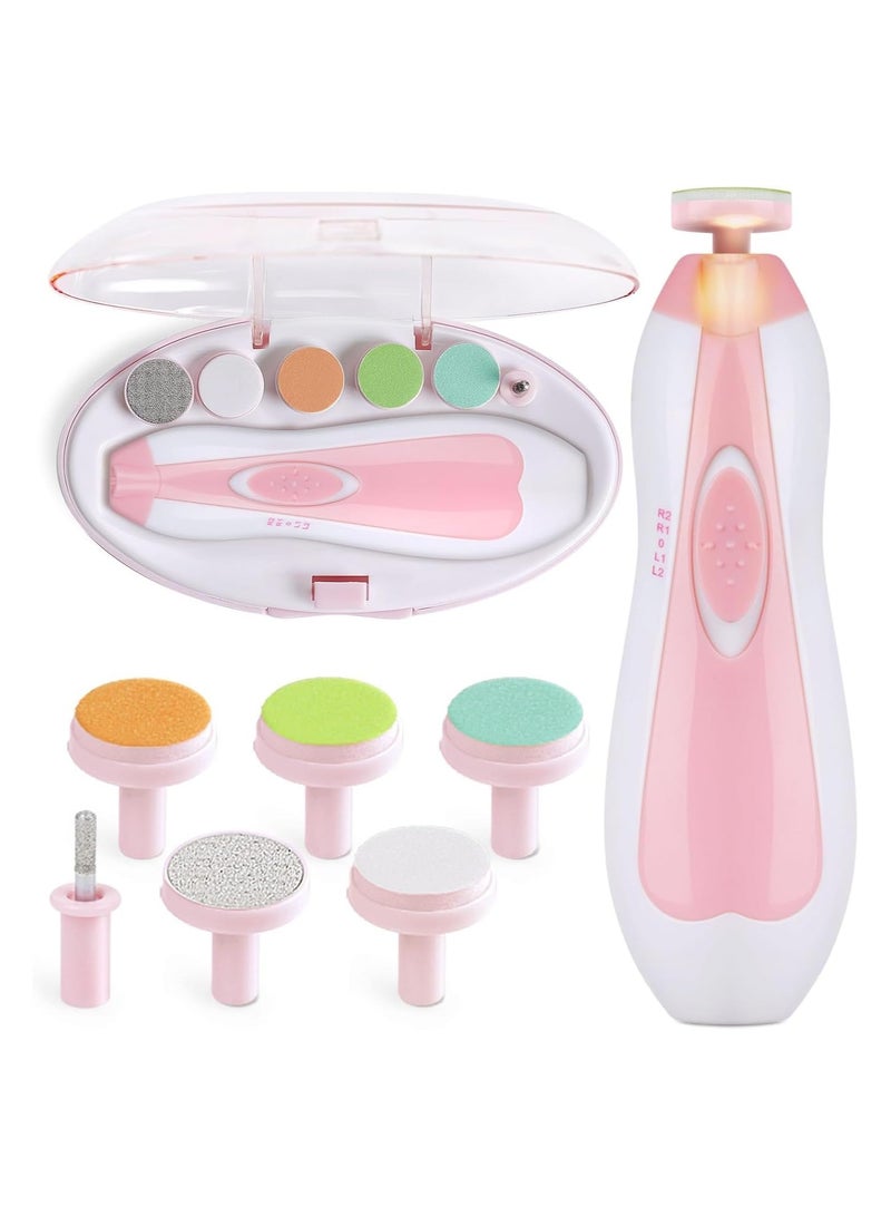 Baby Nail Clippers 20 in 1 Safe Baby Nail File with LED Light, Electric Baby Nail Care Set for Newborn/Toddler/Adults Toes and Fingernails, Additional Replacement Pads - Image 1