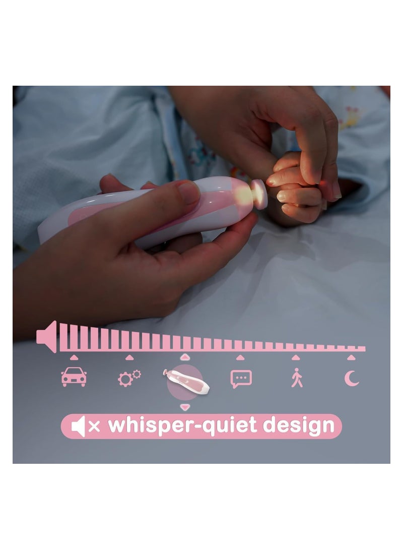 Baby Nail Clippers 20 in 1 Safe Baby Nail File with LED Light, Electric Baby Nail Care Set for Newborn/Toddler/Adults Toes and Fingernails, Additional Replacement Pads - Image 5