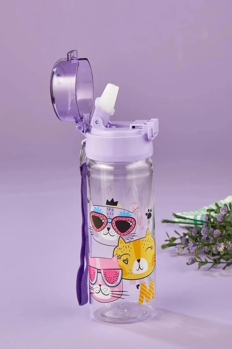 ماشو تريند Meow Water Bottle 500 ml - Children's Water Bottle, Water Bottle, Straw Water Bottle, Hanging Water Bottle Cat Water Bottle Meow Water Bottle