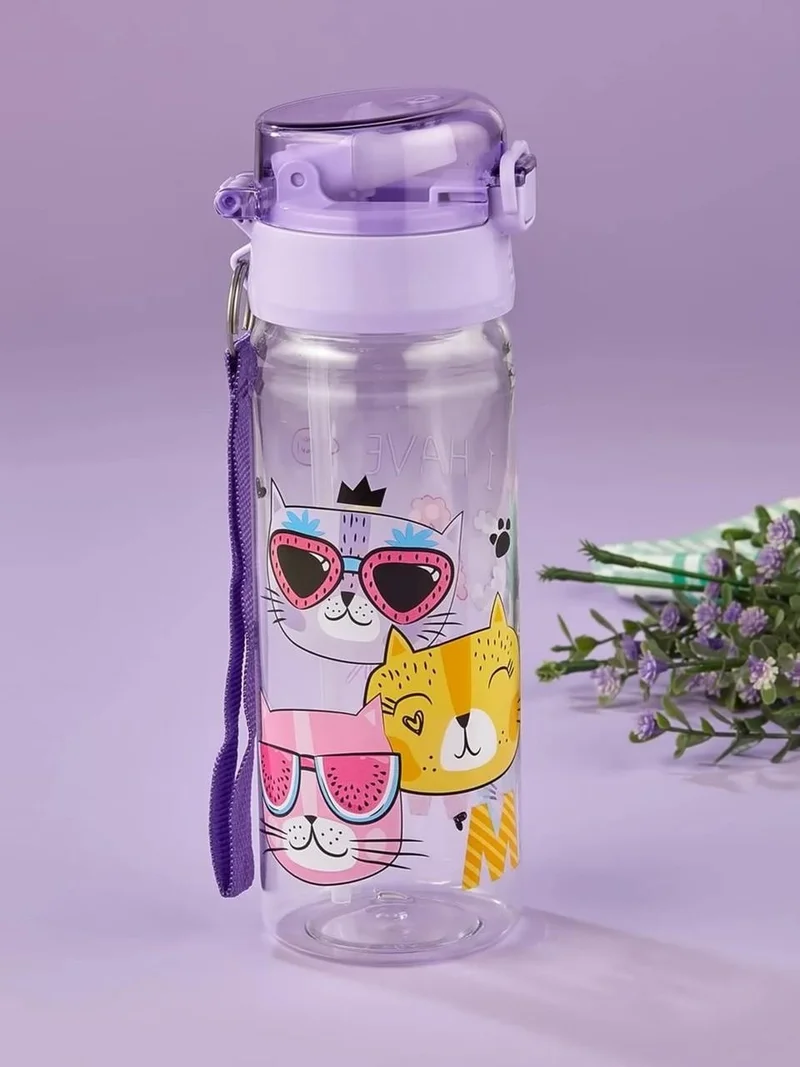 ماشو تريند Meow Water Bottle 500 ml - Children's Water Bottle, Water Bottle, Straw Water Bottle, Hanging Water Bottle Cat Water Bottle Meow Water Bottle