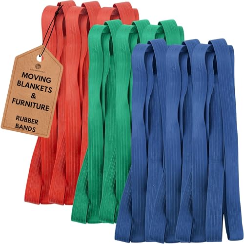kitchentoolz 12 Pack Variety Extra Large Moving Rubber Bands for Furniture and Moving Blankets - Extra Strength Rubber Mover Bands - 42", 30" and 26" Length - Moving Supplies by Kitchentoolz - Image 1