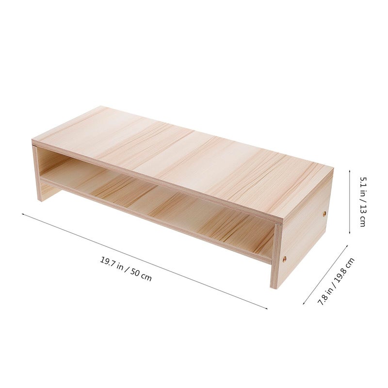 Ergonomic Monitor Stand Riser With Storage Shelf Light Walnut Color Desktop Organizer - Image 3