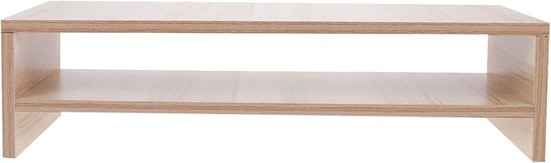 Ergonomic Monitor Stand Riser With Storage Shelf Light Walnut Color Desktop Organizer - Image 1
