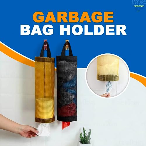 FreshDcart FDCA557 Plastic Bag Holder Foldable Breathable Hanging Trash Bags Organizer for grocery bags garbage bags for Home and Kitchen (Multicolor,Pack of 2) - Image 3