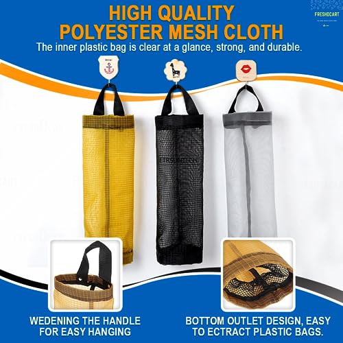 FreshDcart FDCA557 Plastic Bag Holder Foldable Breathable Hanging Trash Bags Organizer for grocery bags garbage bags for Home and Kitchen (Multicolor,Pack of 2) - Image 4