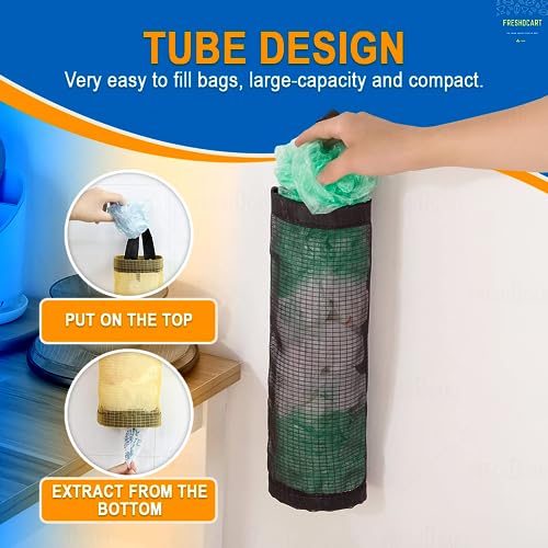 FreshDcart FDCA557 Plastic Bag Holder Foldable Breathable Hanging Trash Bags Organizer for grocery bags garbage bags for Home and Kitchen (Multicolor,Pack of 2) - Image 5