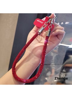 Full Diamond Mobile Phone Hanging Chain Ins Style Women's Advanced Wrist Hanging Accessories Small Fragrance Style Red Flash Mobile Phone Shell Pendant Short-Specifications Support Image Upload:[red] Double Buckle Thick Hand Rope With Full Diamonds + Red Long Clip