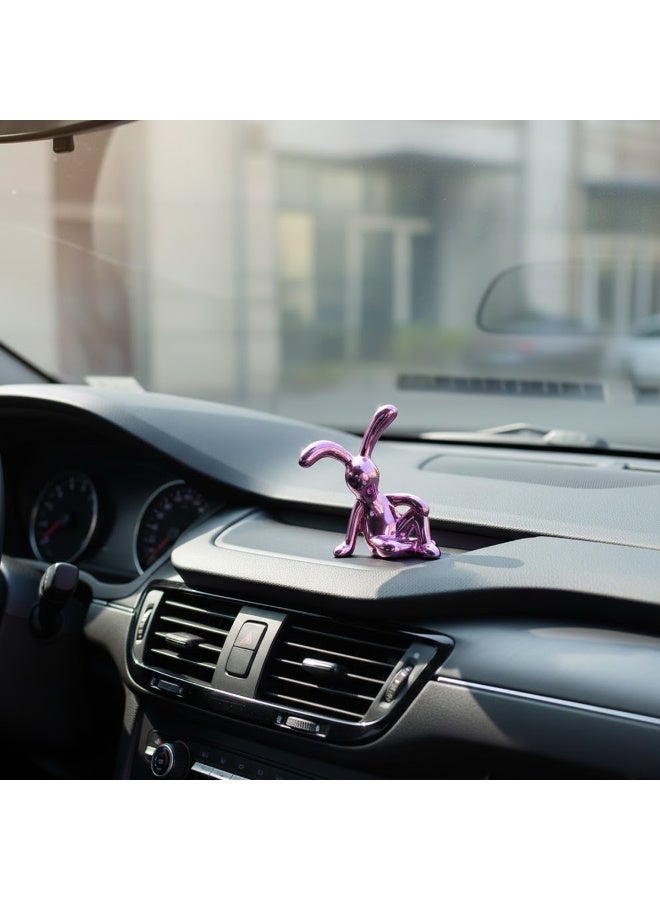 Agc Pink Reclining Bunny Figurine for Home & Office Décor – Pink Metallic Resin Ornament for Desk, Car Dashboard, Shelf, Table, Books & Display - Image 2