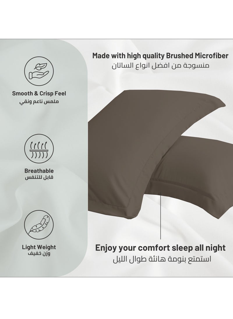 Donetella - Microfiber Pillowcases 2-Pcs Soft Pillow Cover (50 x 75 CM) With Envelope Closure (Without Pillow Insert),Charcoal Grey - Image 1