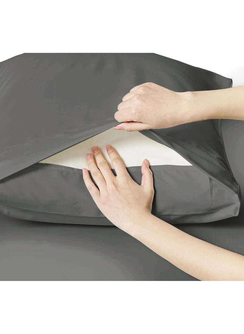 دوناتيلا وسادات من الألياف الدقيقة 2 قطعة غطاء وسادة ناعمة (50 * 75 سم) مع مغلف للإغلاق (بدون وسادة) ، رمادي فحمي - Image 3