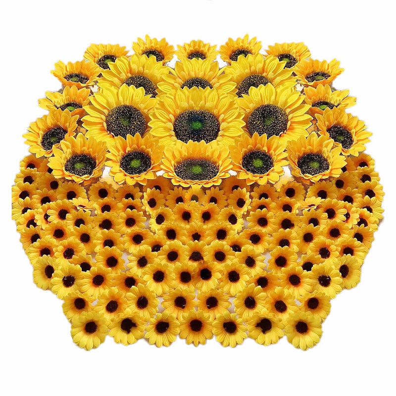 UKELER 122pcs Artificial Sunflower Heads 51 35 15 Yellow Sunflower Artificial Flowers for Home Decoration Wedding Decor Birthday Party Decor Garden Craft Art Decor