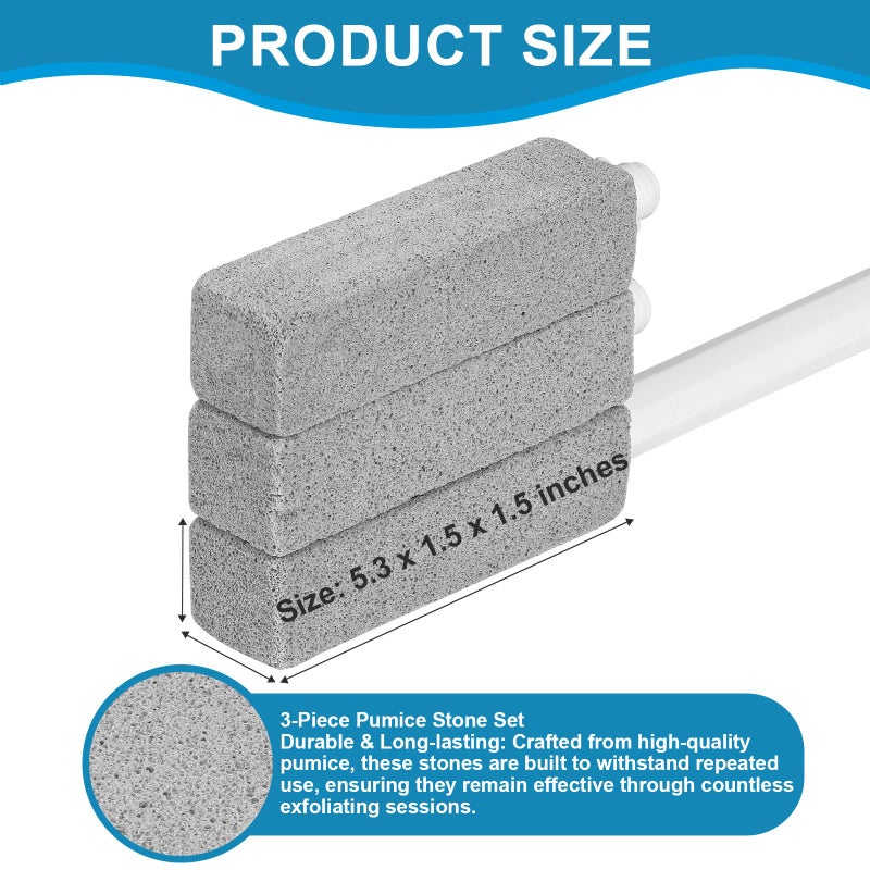 Herda 3 Packs Pumice Cleaning Stone with Extra Long Handle, Pumice Stone for Toilet Bowl Clean for Cleaning Toilets, Bathtubs, Grills, Swimming Pools, Sinks - Image 3