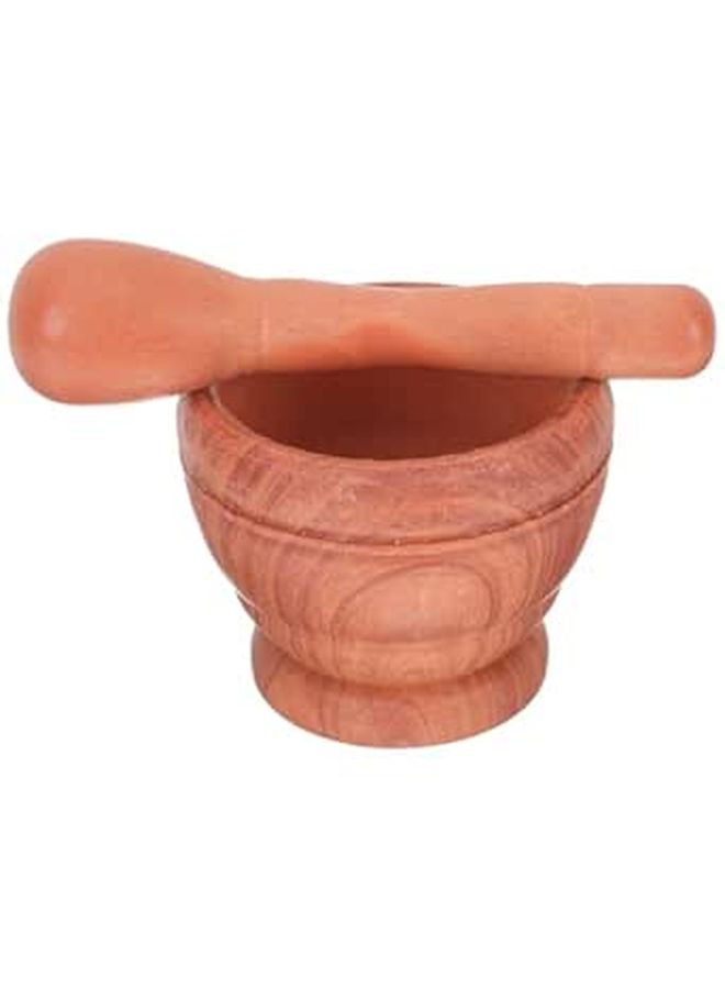Wood Grain Garlic Mortar And Pestle Set Manual Crusher Grinding Bowl With Mesh Bag - Image 1