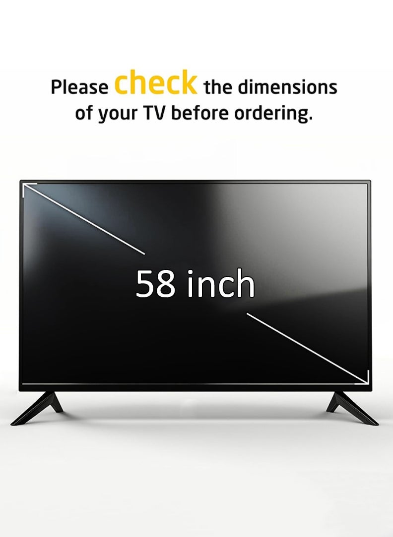 ثيودور | 58 بوصة | واقي شاشة تلفزيون، متوافق مع شاشات LCD وOLED وLED وQLED بدقة 4K HDTV، سهل التركيب، مقاوم للخدوش، مناسب للاستخدام المنزلي والمكتبي - Image 2