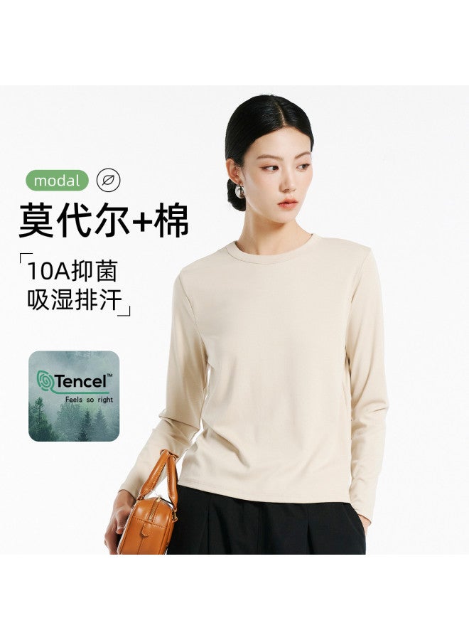 Modal Solid Color Versatile Basic Undershirt Skin-Friendly Antibacterial Women'S Knit Top For Autumn And Winter - Image 5