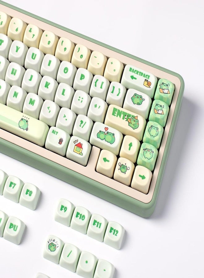 Sumgsn PBT Keycaps, Moa Profile, Cute Round Kawaii Keyboard Keycap Set, 141 Keys Matcha Green Frog, Dye-Sublimation, for Mechanical Keyboard 60% 75% 100% - Image 3