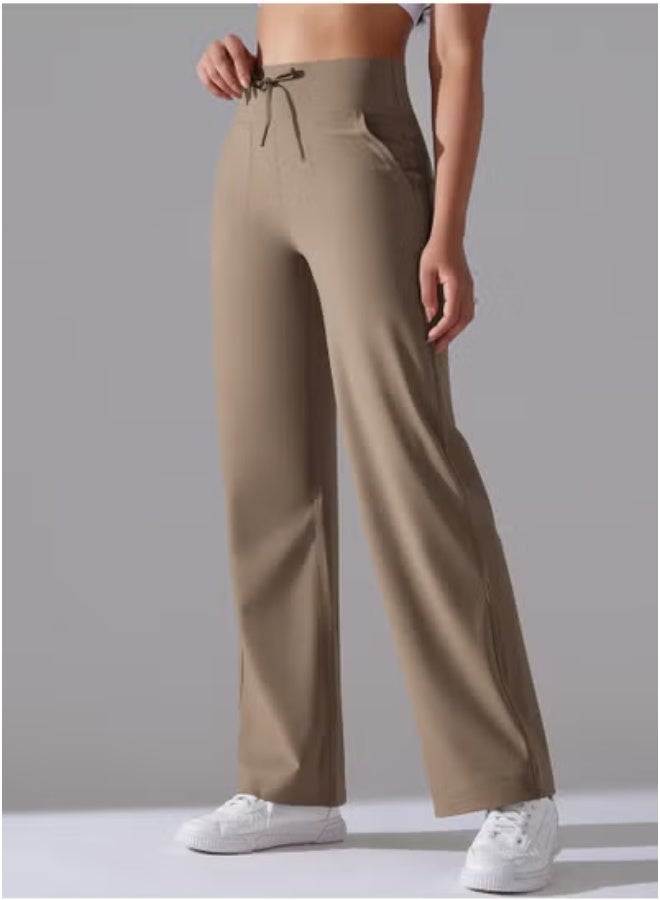 RedMapleTEK Nine Points Wide Leg High Waist Elastic Breathable Casual Pocket Jogging Pants for Running Fitness Yoga - Image 5