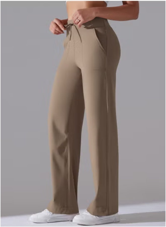 RedMapleTEK Nine Points Wide Leg High Waist Elastic Breathable Casual Pocket Jogging Pants for Running Fitness Yoga - Image 4