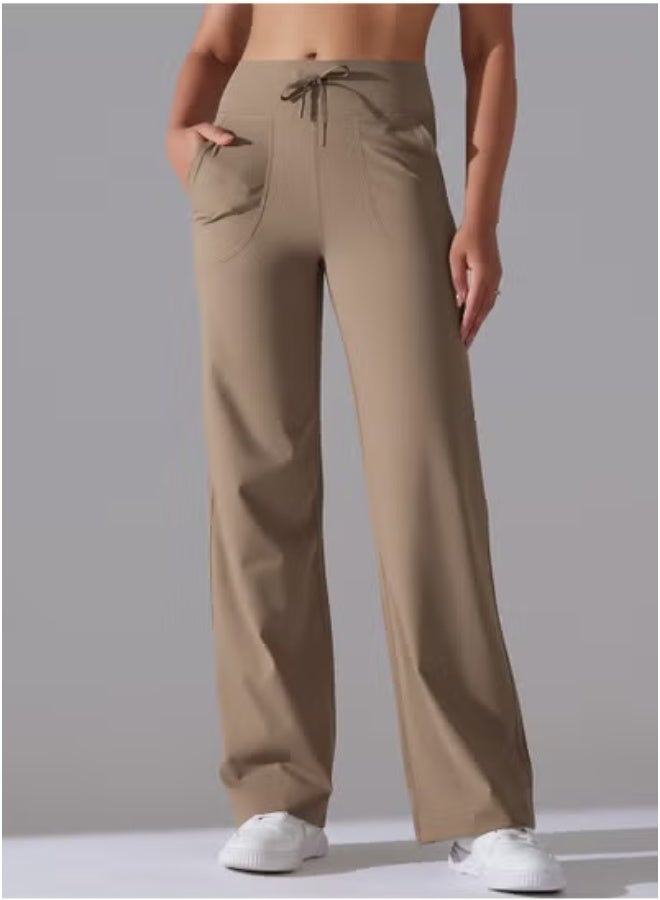RedMapleTEK Nine Points Wide Leg High Waist Elastic Breathable Casual Pocket Jogging Pants for Running Fitness Yoga - Image 3