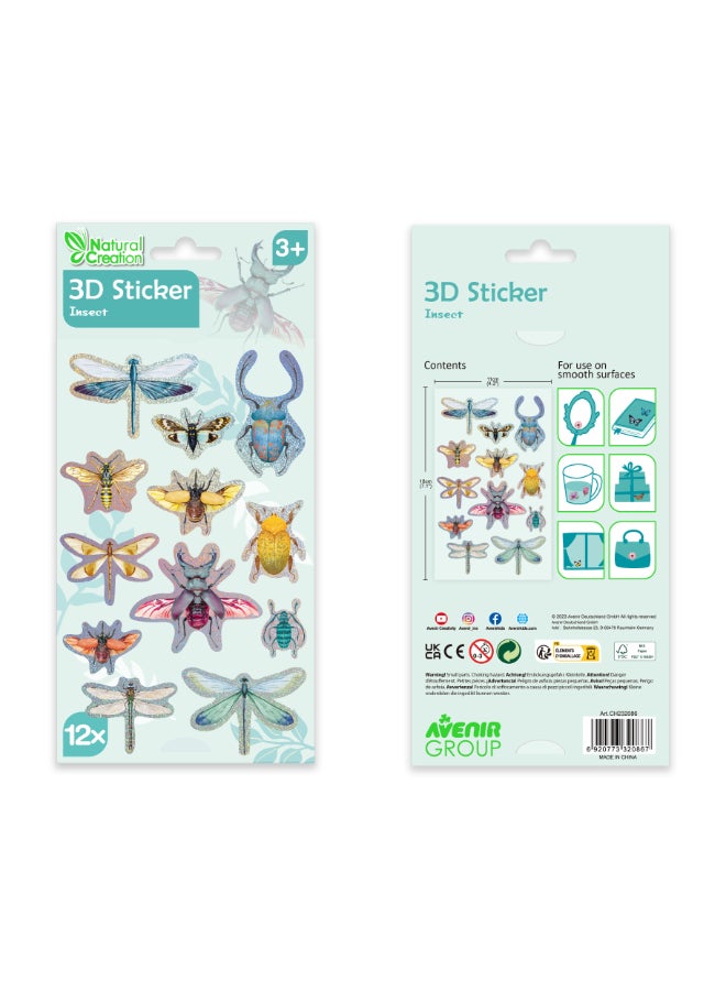 Avenir 3D Stickers 10 pack - Insect Multicolour | These beautiful and realistic-looking 3D stickers pop out to showcase a gorgeous collection. | ages 3+ - Image 3