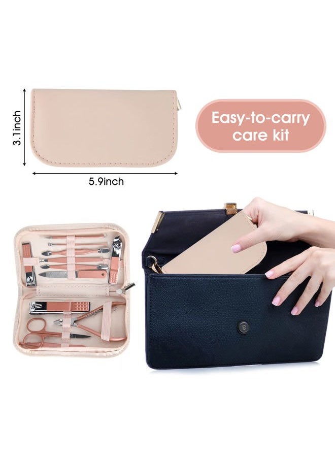 BOTEFEI Nail Clippers and Beauty Tool Portable Set, Rose Gold Martensitic Stainless Steel Manicure Set 12 in 1, with Pink Leather Bag, Suitable for Home, Workplace, Outdoor Travel, Gift Giving, Salon.  - Image 3